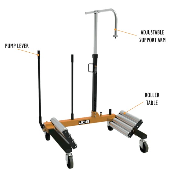 Тележка гидравлическая для снятия и перевозки колес грузовых а/м (max нагрузка 1.5т, max высота 750мм, Øколеса 800-1400мм)