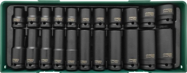 Набор головок ударных 1/2"DR в ложементе 10-24 мм 22 предмета JONNESWAY S03A4122SP