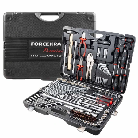 Набор инструментов 142+6пр. 1/4''3/8''1/2''(6-гран.)(4-36мм, 27,30,32,36-12гр.)+(ключи трещоточные:8х10,12х13,14х15,16х17,18х19мм, бокорезы-7'')