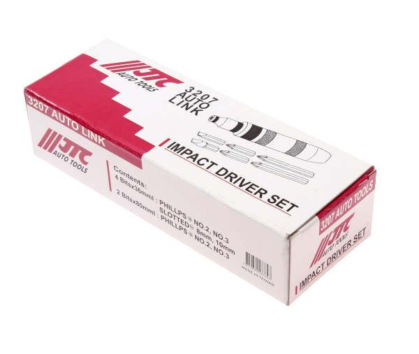 Отвертка ударная с набором бит JTC 3207 (6 предметов)