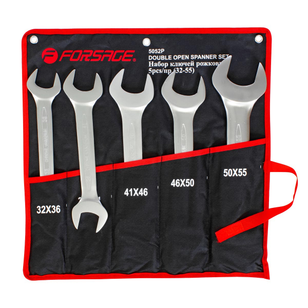 Набор ключей рожковых, 5пр.(32х36, 36х41, 41х46, 46х50, 50х55мм), на полотне