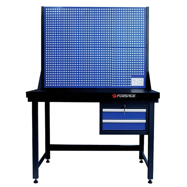 Верстак слесарный металлический с навесным ящиком(1700х1500х750мм,750х1500-столешница,нагрузка:500кг-столешница)