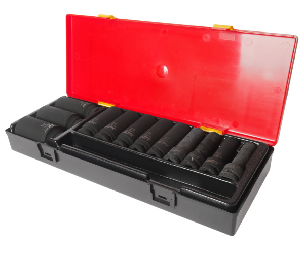 Набор головок торцевых 6-ти гранных ударных глубоких JTC K4121 (1/2", 10-32 мм, 12 предметов в кейсе)