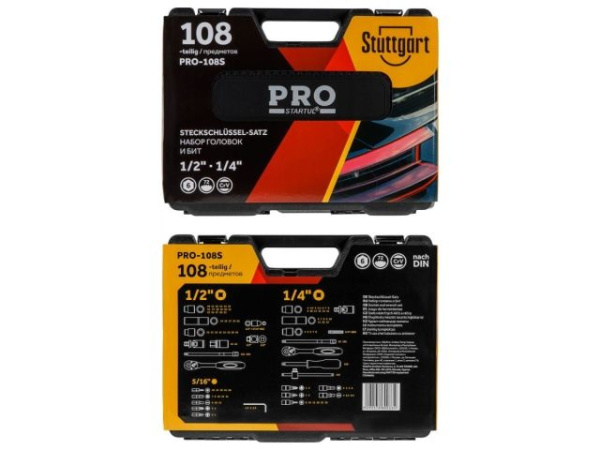 Набор головок и бит 108пр. 1/4",1/2" PRO STARTUL STUTTGART (PRO-108S)