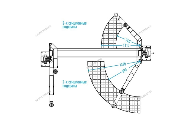Двухстоечный подъёмник 4т с верхней синхронизацией NORDBERG N4121H-4T