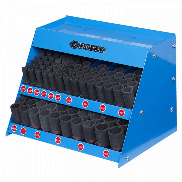 Стенд с ударными глубокими торцевыми головками KING TONY 4466SP, 1/2", 5/16"-1&1/4", серия 4435S, 102 предмета