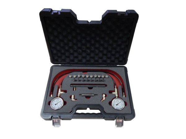 Тестер давления в тормозной системе в комплекте с резьбовыми адаптерами-переходниками, в кейсе ''Pemium''