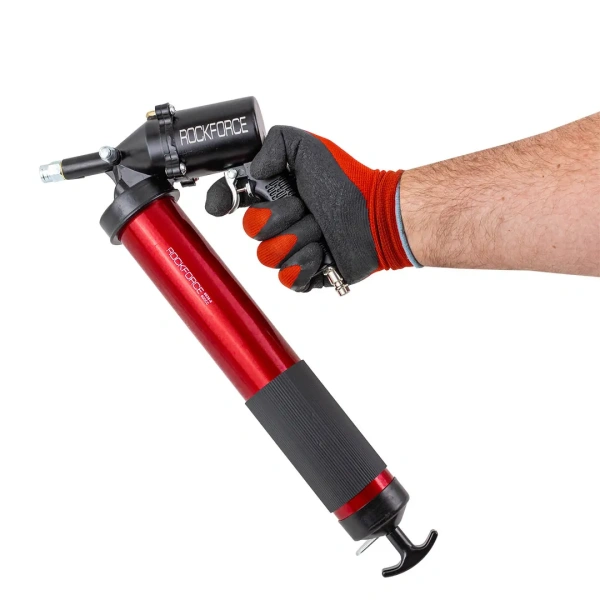 Шприц ручной+пневматический для нагнетания густой смазки 600мл в комплекте с жестким(L-180мм) и гибким(L-330мм) наконечником (''под тубу'')