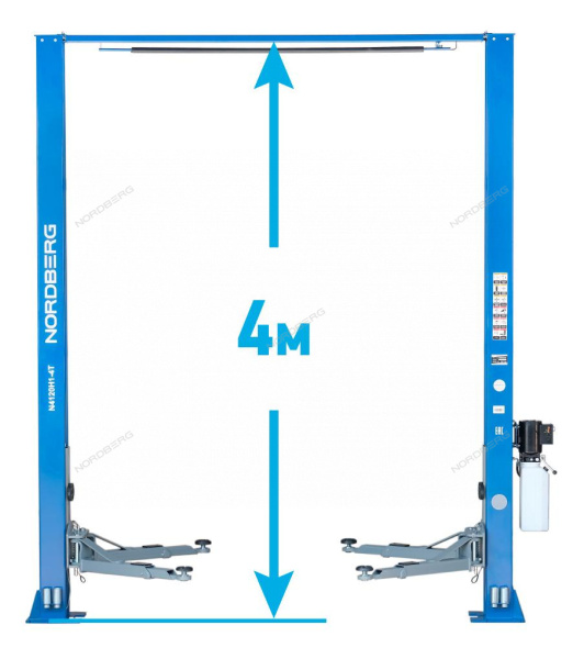 Подъемник двухстоечный NORDBERG N4120H1 (4 т, верхняя синхронизация, H=4 м)