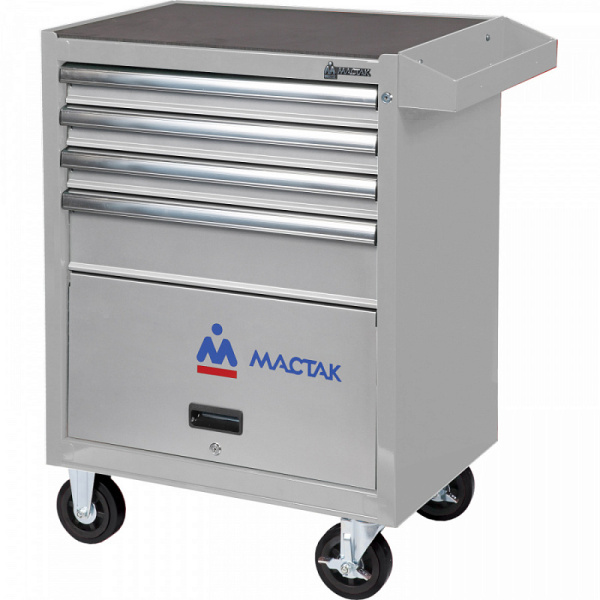 Инструментальная тележка МАСТАК 522-04581MG серии ОПТИМА, 4 полки и отсек, серая