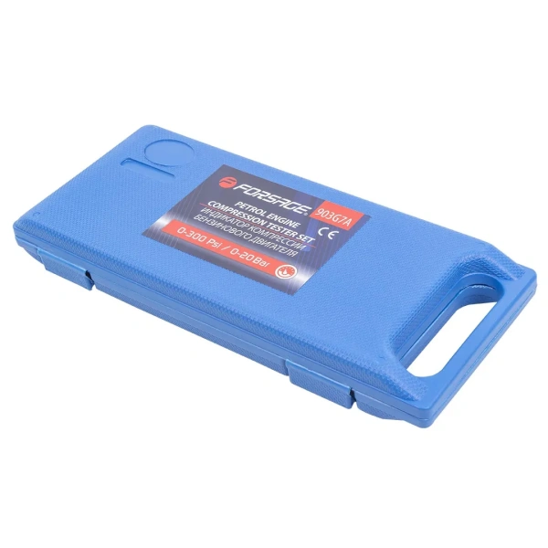 Индикатор компрессии бензинового двигателя Profi (0-21Bar, М14, М18 + жесткий прижимной адаптер-переходник-2шт) 4пр., в кейсе