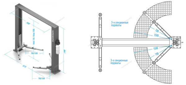 Подъемник двухстоечный NORDBERG N4120H-4,5T-220В