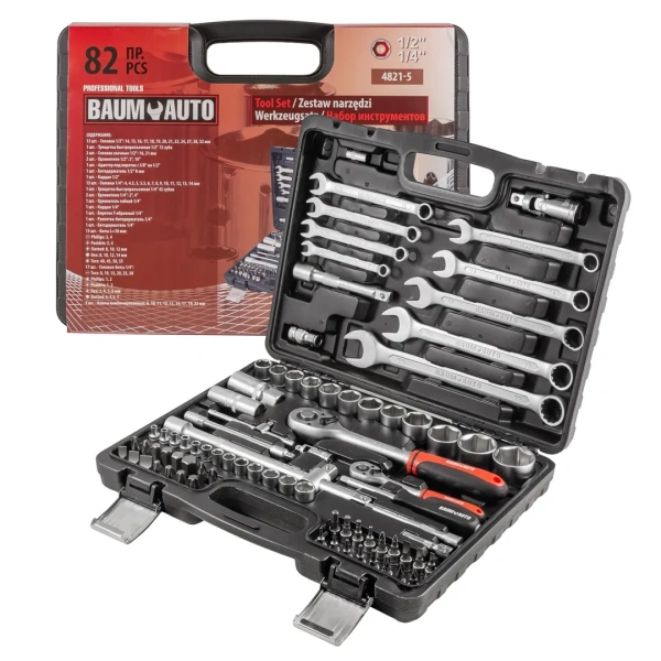 Набор инструментов 82пр.1/2'',1/4''(6гр.)(4-32мм)