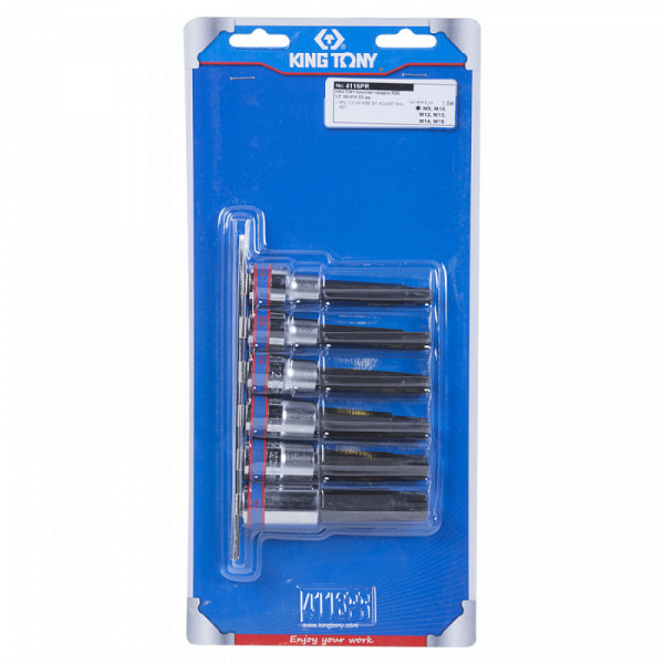 Набор торцевых насадок 1/2" RIBE, М9-М16, L = 100 мм, 6 предметов KING TONY 4116PR