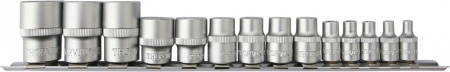 Набор головок торцевых Thorvik S1S1314SM (1/4", 3/8", 1/2"DR на держателе, внешний TORX®, E4-E24, 14 предметов)