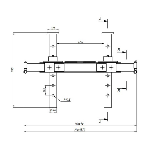 Опорная система для вывешивания передних осей грузового автомобиля 180 мм Гамматест GTM5011