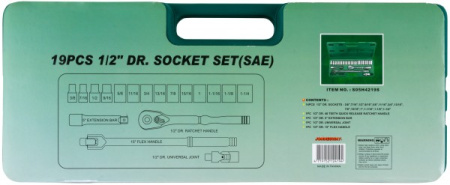 Набор головок торцевых дюймовых S05H4219S, 1/2"DR, SAE 3/8"--1-1/4", 19 предметов