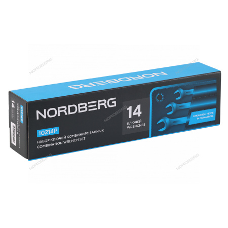 Набор ключей комбинированных NORDBERG 10214P (14 шт), планшет тетрон
