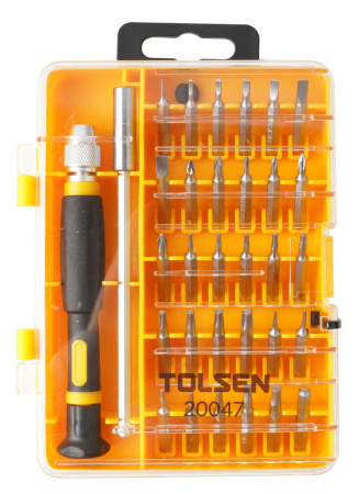 Набор вставок (бит) 1/4" PH, PZ, Hex, Torx, Slotted прецизионных 32 предмета TOLSEN TT20047S
