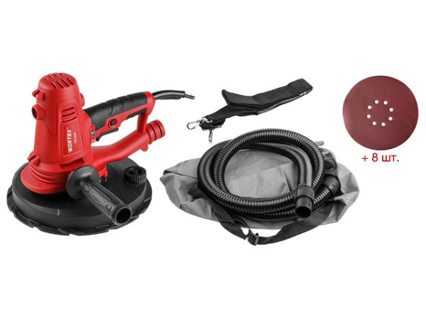 Шлифмашина для стен и потолков WORTEX DG 2210 в кор. 1220 Вт, 225 мм, 1500-2300 об/мин (Регул. об., НЕ требуется пылесос)
