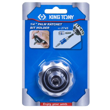 Трещотка вороток 1/4", бесшаговая, дисковый механизм, для вставок (бит) KING TONY 2745