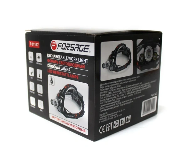 Фонарь светодиодный аккумуляторный налобный (5W LED,400Lm,2000mAh,зарядка12V,время раб.4ч,время заряд.5ч,защита гнезда зарядки)