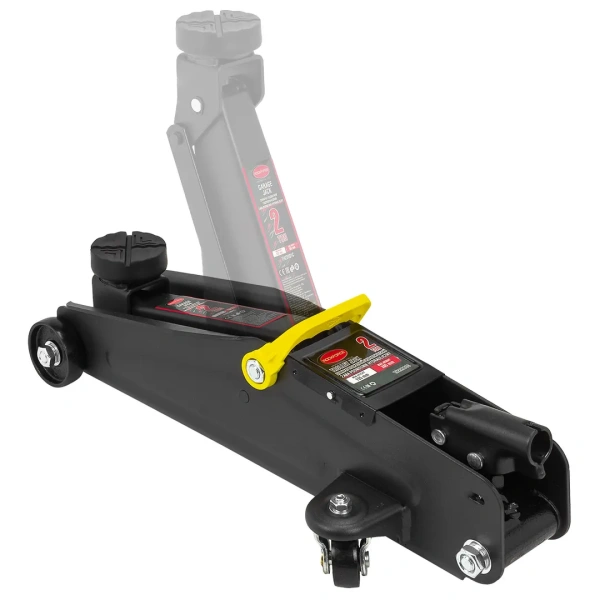 Домкрат подкатной гидравлический 2 т (h min 135мм, h max 385мм) с резиновой накладкой в кейсе