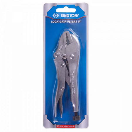 Зажим с фиксатором KING TONY 6031-05R, 140 мм, с прямыми губками