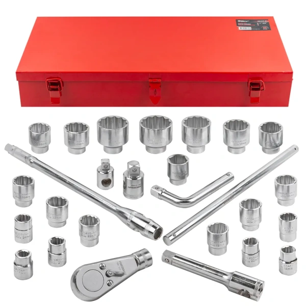 Набор инструментов 3/4 '',26 пр.(12гр.)(17,19,21,22,24,27,30,32,33,34,35,36,(36-6гр),38,41,46,50-3/4'',55,60,65мм-1''),в кейсе