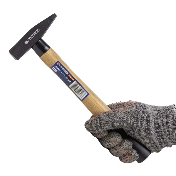 Молоток слесарный с деревянной ручкой и пластиковой защитой у основания (300г)