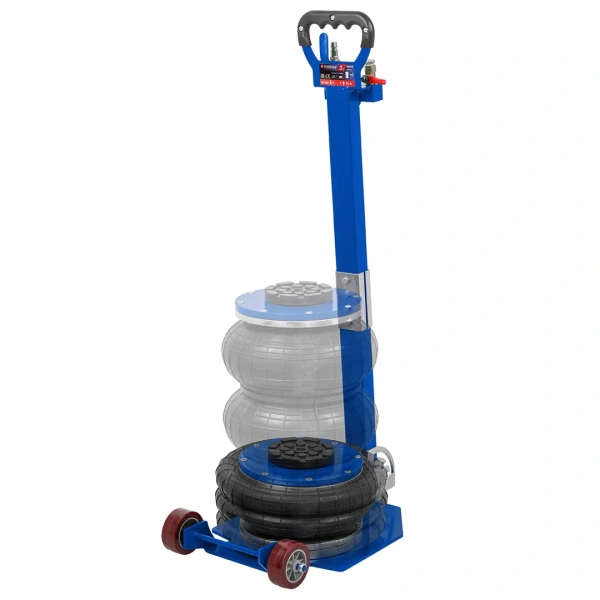 Домкрат подкатной пневматический 3т (4-8bar, h min 135мм, h max 400мм, 3 подушки, Ø250мм)