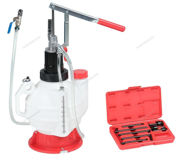 Установка для заливки масла в АКПП, ручная, с переходниками, 7,5 л NORDBERG N4007K