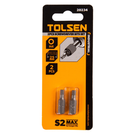Набор вставок (бит) торцевых 1/4" Hex 4 мм 25 мм 2 предмета TOLSEN TT20234