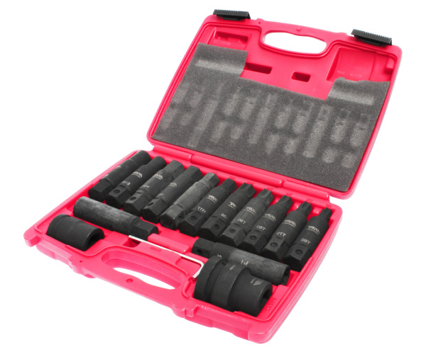 Набор бит ударных JTC J616C (3/4", SPLINE Е18-24, TORX Т60-100, HEX Н17-24, с держат. 3/4", 1", 107 мм, 16 пр.)