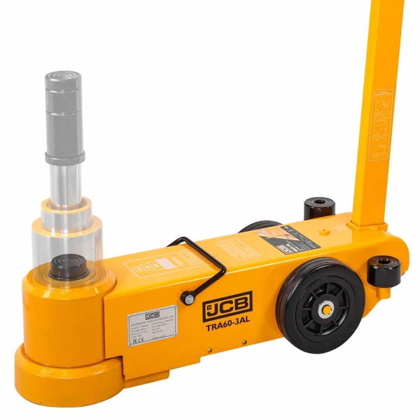 Домкрат подкатной пневмогидравлический в комплекте с удлинителями, 80/40/20т (h min 210мм, h max 620мм, 6 бар)