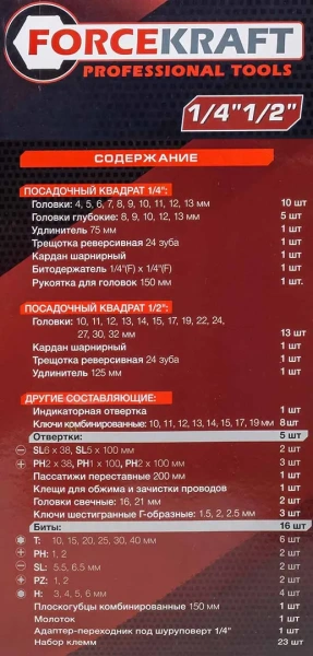 Набор инструментов 99пр. 1/4'', 1/2''