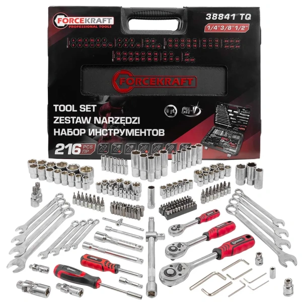 Набор инструментов 216пр. 1/4''3/8''1/2''(6гр.)(4-32мм)