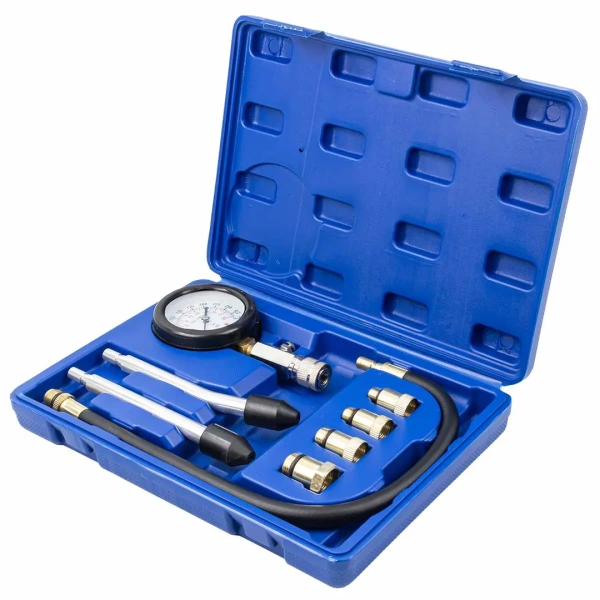 Индикатор компрессии бензинового двигателя Profi 8пр.(0-21Bar, М10, М12, М14, М18 + 2 жестких прижимных адаптера-переходника) , в кейсе