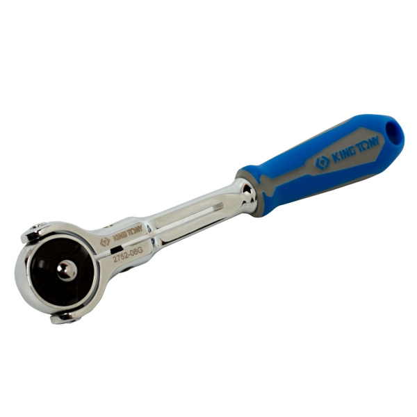 Трещотка 1/4"150 мм, 72 зубца, дисковый механизм, поворотная голова с кнопкой KING TONY 2752-06G