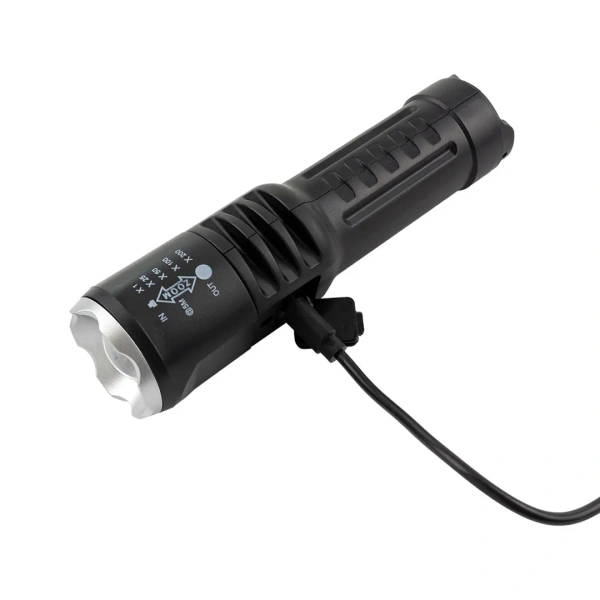 Фонарь ручной аккумуляторный с регулировкой фокуса луча (4 режима работы, аккум. 400мАч, свет.поток 100Лм, время раб. 2-3ч, время зар. 1-2ч, IPX5)
