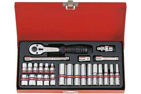 Набор торцевых головок с принадлежностями 1/4", шестигранные, 5/32"-1/2", 26 предметов KING TONY 2526SR