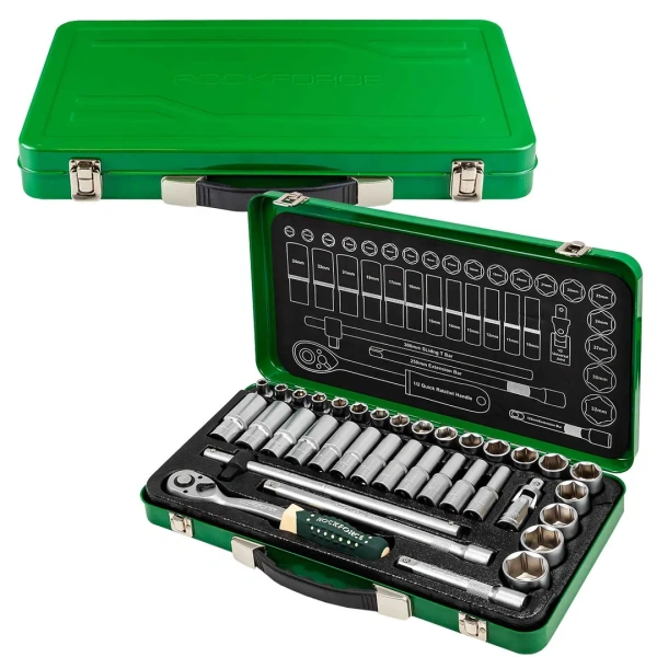 Набор инструментов 36пр. 1/2''(6гр.) (8-32мм, Cr-V), в металлическом кейсе