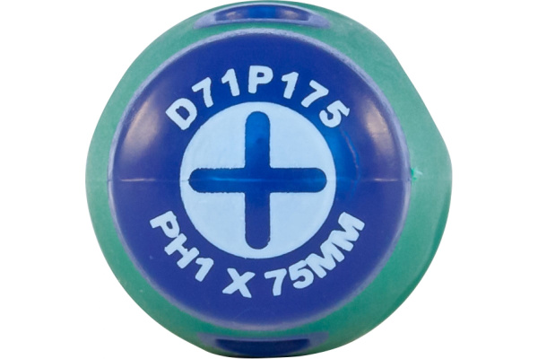 Отвертка стержневая крестовая D70P175, ударная, силовая под ключ, PH1х75