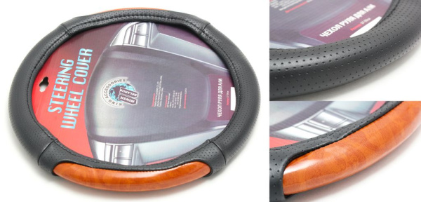 Чехол руля KD-76506-M (Black/wood)