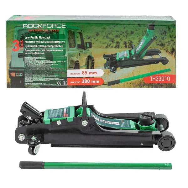 Домкрат подкатной гидравлический 3т низкопрофильный (h min 85мм, h max 380мм)