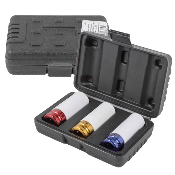 Набор головок ударных для литых дисков в защитном кожухе 3пр.(17, 19, 21мм), в кейсе