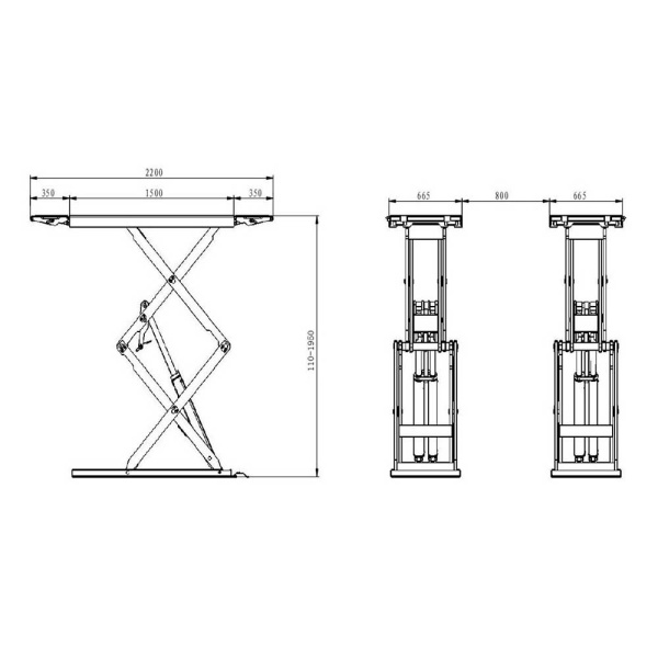 Ножничный подъёмник, г/п 3.5 т (напольная установка) Хорекс Авто HDSL-3.5SLE