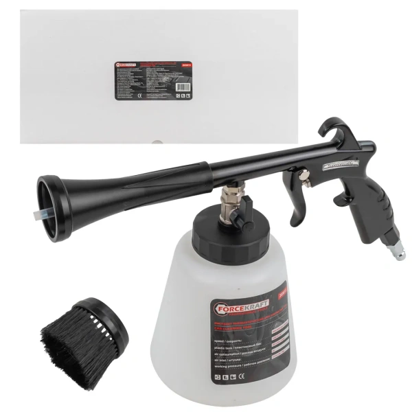 Пистолет пневматический ''Tornado'' для химчистки салона а/м с емкостью 1л (4000-8000об/мин, расход воздуха 400 л/мин,6.5-9.6 бар)