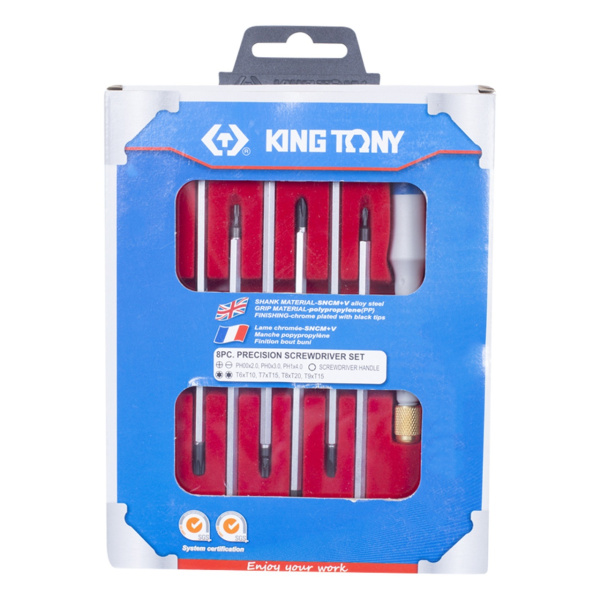 Набор прецизионная отвертка с насадками, 8 предметов KING TONY 32607MR Набор прецизионная отвертка с насадками, 8 предметов KING TONY 32607MR
