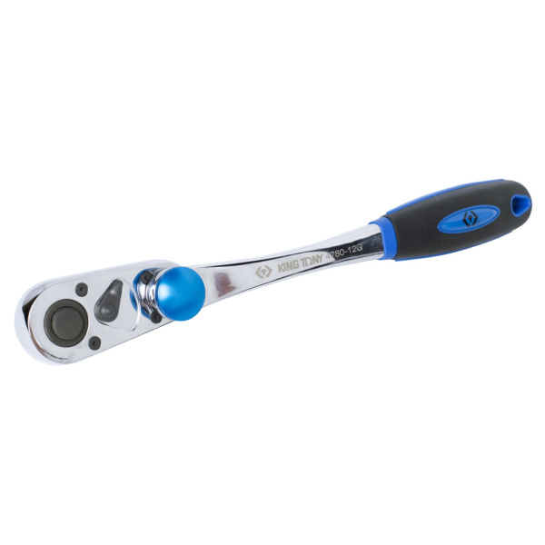 Трещотка 1/2", 300 мм, 72 зубца, флажковая с кнопкой, поворотная муфта KING TONY 4780-12G